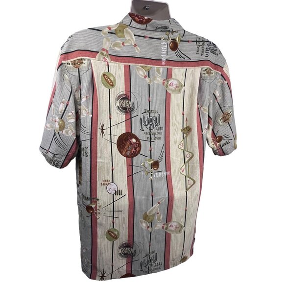 Tommy Bahama Retro Kitsche Silk Button Vintage Bowling Shirt Luau Lanes Medium - Picture 3 of 12